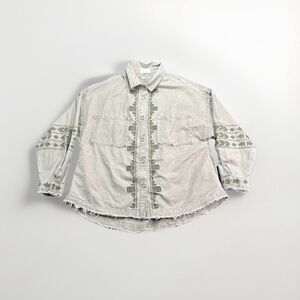 Oli & Hali Button Down Embroidered Long Sleeve Shirt Olive Green